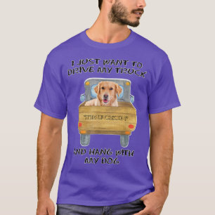 Truck Driving Dog Golden Retriever T-shirt