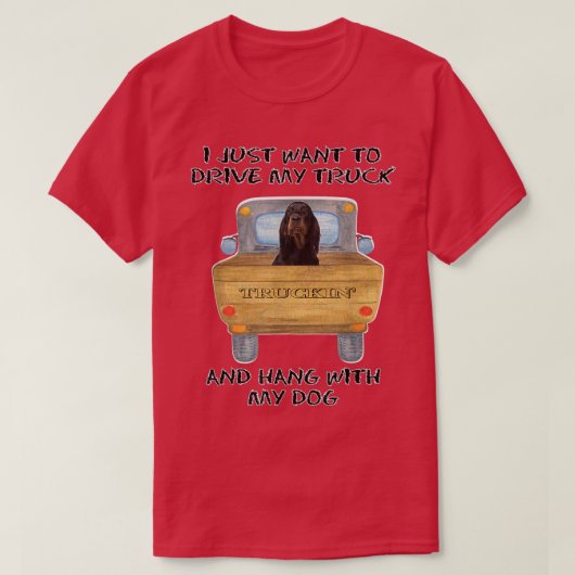 Truck Driving Dog Gordon Setters T-shirt (Design voorkant)
