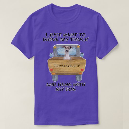 Truck Driving Dog Greyhound w Glasses  T-shirt (Design voorkant)