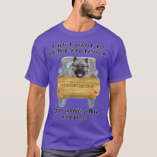 Truck Driving Dog Keeshonden T-shirt