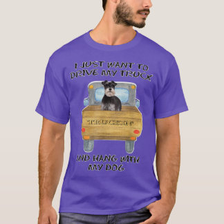 Truck Driving Dog Miniature Schnauzer 2 2808 T-shirt