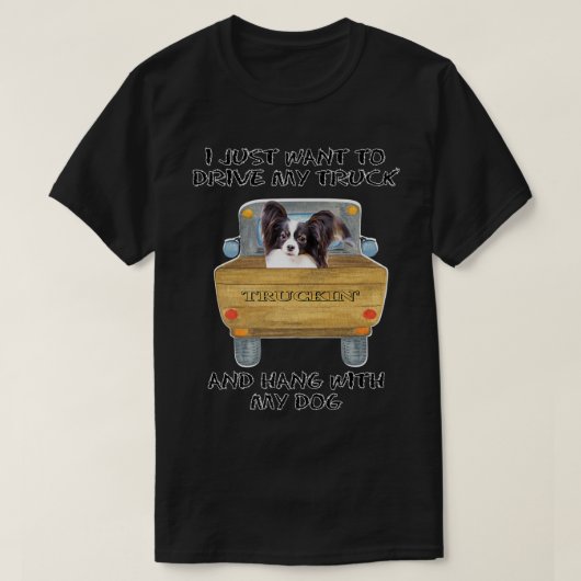 Truck Driving Dog Papillon T-shirt (Design voorkant)