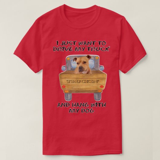 Truck Driving Dog Pitbull  T-shirt (Design voorkant)