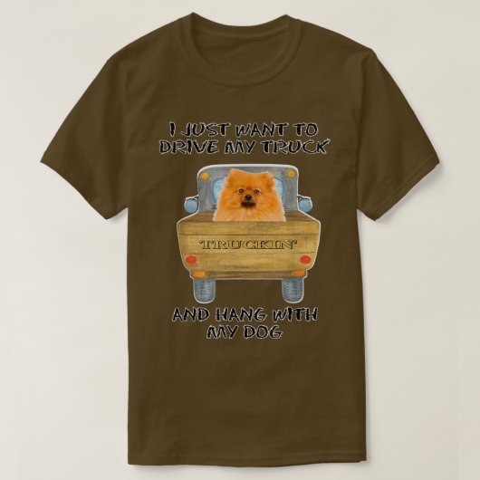 Truck Driving Dog Pomeranian  T-shirt (Design voorkant)
