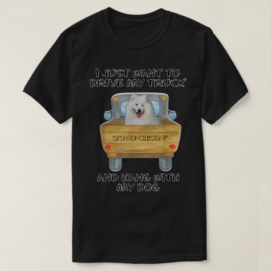 Truck Driving Dog Samoyed T-shirt (Design voorkant)