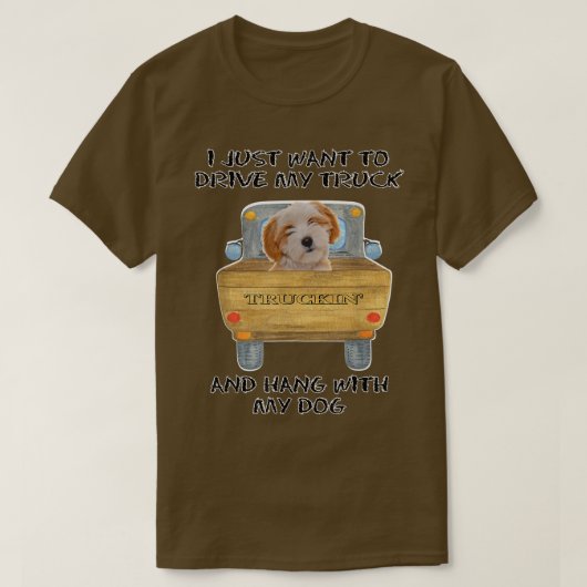 Truck Driving Dog Tibetan Terrier T-shirt (Design voorkant)