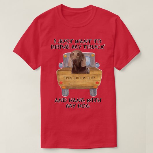 Truck Driving Dog Weimaraner T-shirt (Design voorkant)