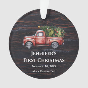 Truck Eerste Kerstdag met Geboortestatistieken Ornament