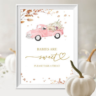 Truck Fall Girl Baby Shower Babies Are Sweet Bord Poster