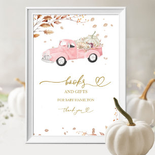 Truck Fall Girl Baby Shower Boeken en Cadeaus Bord Poster