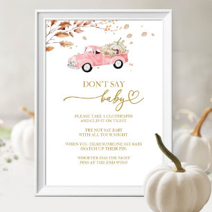 Truck Fall Girl Baby Shower Zeg Niet Baby Spel Poster
