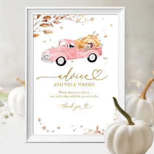 Truck Fall Pumpkin Advies en Wensen Baby Shower S Poster