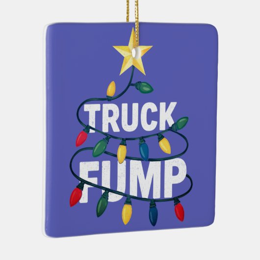 Truck Fump Minimal Art Xmas Lights And Star Keramisch Ornament (Rechts)