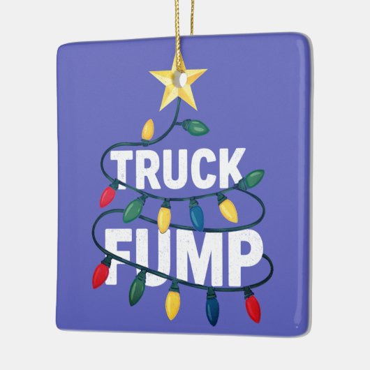 Truck Fump Minimal Art Xmas Lights And Star Keramisch Ornament (Links)