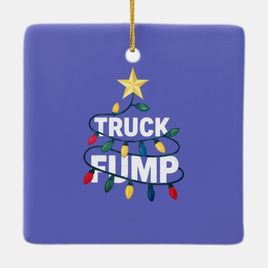 Truck Fump Minimal Art Xmas Lights And Star Keramisch Ornament (Achterkant)