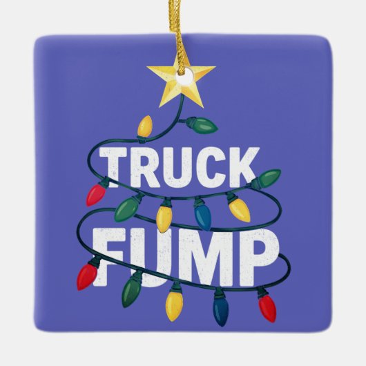 Truck Fump Minimal Art Xmas Lights And Star Keramisch Ornament (Voorkant)