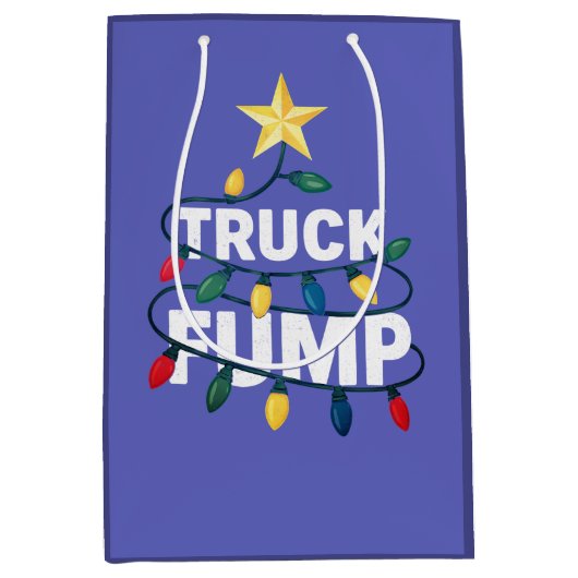 Truck Fump Minimal Art Xmas Lights And Star Medium Cadeauzakje (Voorkant)