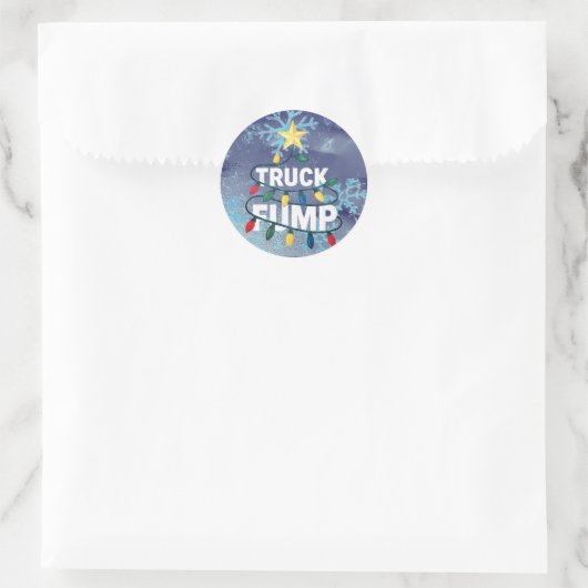 Truck Fump Minimal Art Xmas Lights And Star Ronde Sticker (Tas)