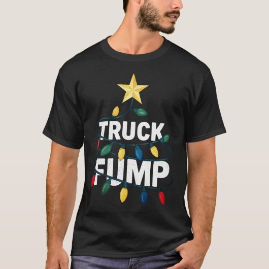 Truck Fump Minimal Art Xmas Lights And Star T-shirt (Voorkant)