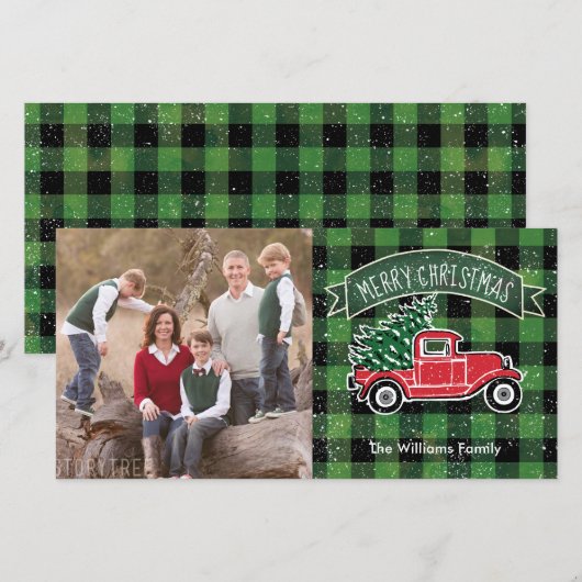  Truck Green Buffalo Plays Foto Feestdagenkaart (Voorkant / Achterkant)