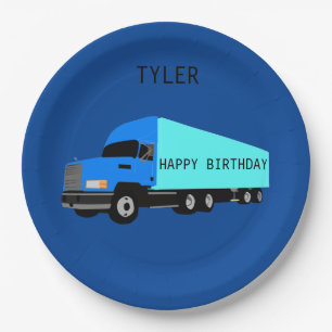 "TRUCK" Happy Birthday paper borden voor kinderen. Papieren Bordje
