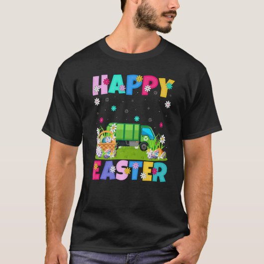 Truck Happy Easter Funny Garbage Truck Easter Sun T-shirt (Voorkant)