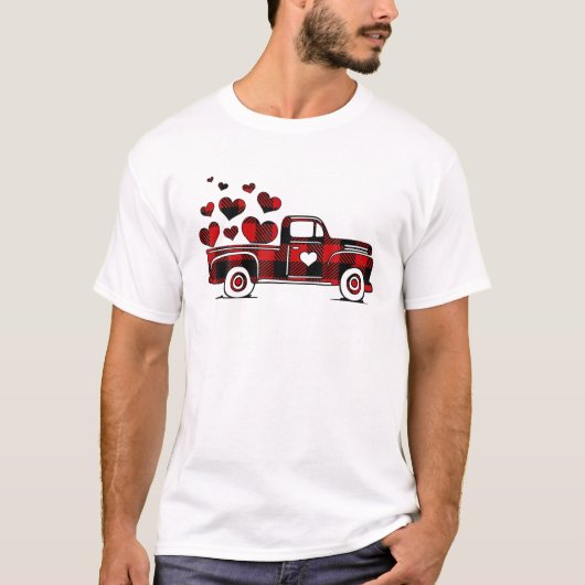 Truck Heart Red Pset Valentijnsdag Heart T-shirt (Voorkant)