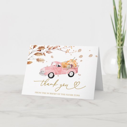  Truck Herfst Baby shower Dank u Bedankkaart (Voorkant)