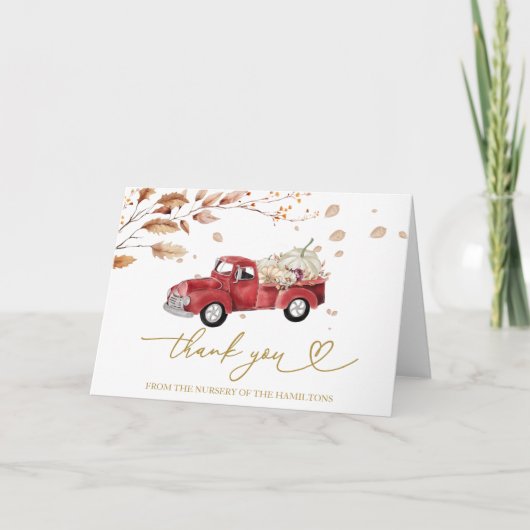  Truck Herfst Baby shower Dank u Bedankkaart (Voorkant)