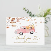  Truck Herfst Baby shower Dank u Kaart (Staand voorkant)