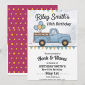  Truck Honk & Wave verjaardagsparade Invitati Kaart (Voorkant / Achterkant)