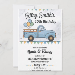 Truck Honk & Wave verjaardagsparade Invitati Kaart