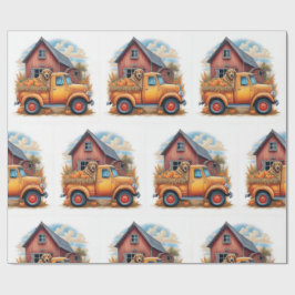  truck & jachthond in het najaar, najaar, cadeaupapier