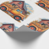  truck & jachthond in het najaar, najaar, cadeaupapier (Hoek)