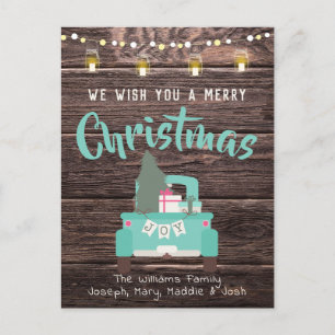  Truck Kerst Briefkaart Rustiek Hout