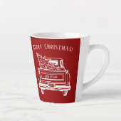 Truck Kerstboom Naam Rood Latte Mok (Rechts)