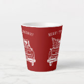 Truck Kerstboom Naam Rood Latte Mok (Voorkant)