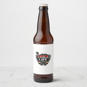 Truck Life Grunge Vervuild Chrome Rood Trucker Pet Bier Etiket