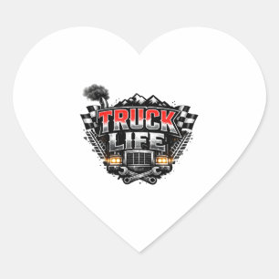 Truck Life Grunge Vervuild Chrome Rood Trucker Pet Hart Sticker
