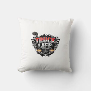 Truck Life Grunge Vervuild Chrome Rood Trucker Pet Kussen
