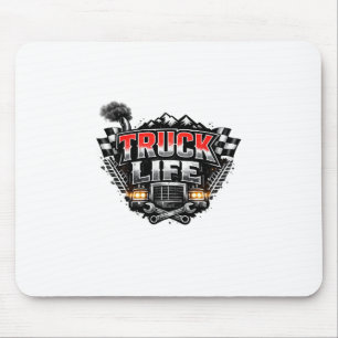 Truck Life Grunge Vervuild Chrome Rood Trucker Pet Muismat