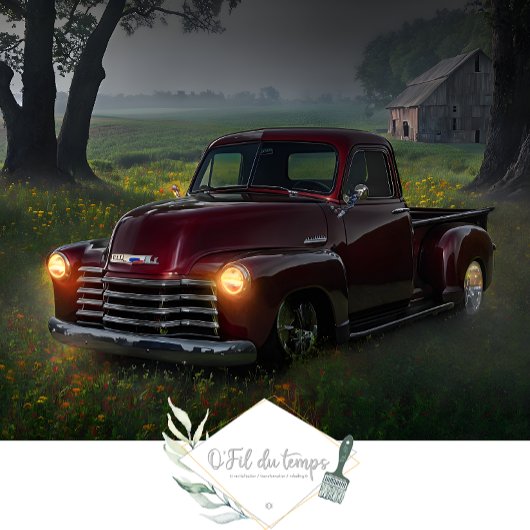 Truck Meadows en Barn Decoupage Tissuepapier