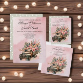 truck met bloemen bruiloft kaart