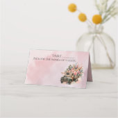  truck met bloemen bruiloft plaatskaartje (Voorkant)