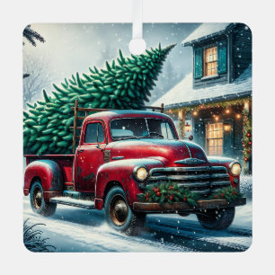 truck met kerstboom gepersonaliseerd metalen ornament