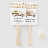  truck met pompoenen bruiloft handwaaier (Voorkant en achterkant)