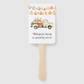  truck met pompoenen bruiloft handwaaier (Achterkant)