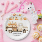 truck met pompoenen bruiloft papieren bordje (Feest)