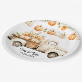 truck met pompoenen bruiloft papieren bordje (Gekanteld)