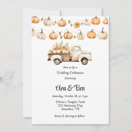  Truck met Pompoenen Wedding Celebration Kaart (Voorkant)